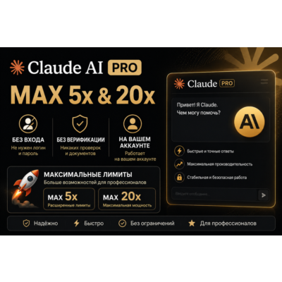 Claude AI PRO | MAX 5x и 20x | БЕЗ ЛОГИНА И ВЕРИФИКАЦИИ | НА ВАШЕМ АККАУНТЕ