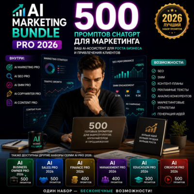 500 промптов ChatGPT для маркетинга — AI Marketing Bundle Pro 2026