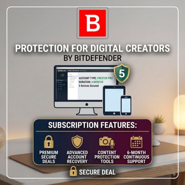 Bitdefender Security For Creator 6 месяцев Личный Аккаунт | 5 Устройств