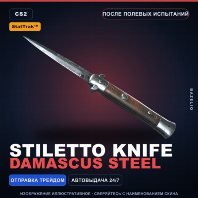 ★ StatTrak™ Stiletto Knife | Damascus Steel | После полевых испытаний · Скин CS2