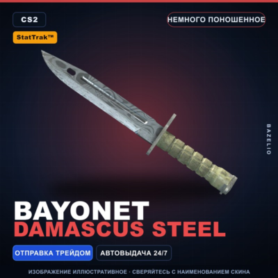 ★ StatTrak™ Bayonet | Damascus Steel | Немного поношенное · Скин Counter-Strike 2