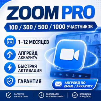 Zoom Pro | 100/300/500/1000 Участников | 1-12 Месяцев | Апгрейд Аккаунта