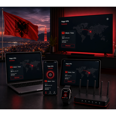 Happ VPN | Албания 🇦🇱 Статический IP | Защита от DPI | Доступ ИИ | 10 Гбит/с 🚀