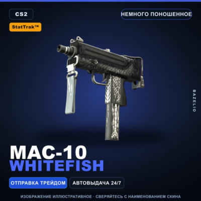 StatTrak™ MAC-10 | Whitefish | Немного поношенное · Скин Counter-Strike 2