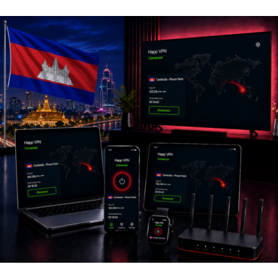 Happ VPN | Камбоджа 🇰🇭 Статический IP | Защита от DPI | Доступ ИИ | 10 Гбит/с 🚀