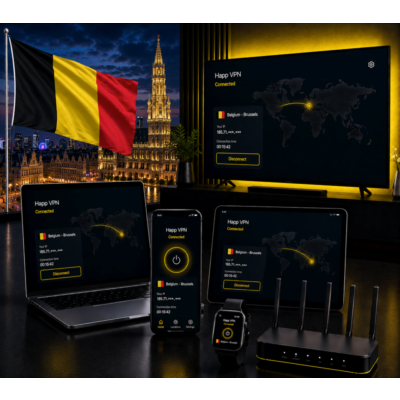 Happ VPN | Бельгия 🇧🇪 Статический IP | Защита от DPI | Доступ ИИ | 10 Гбит/с 🚀