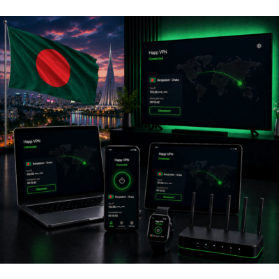 Happ VPN | Бангладеш 🇧🇩 Статический IP | Защита от DPI | Доступ ИИ | 10 Гбит/с 🚀