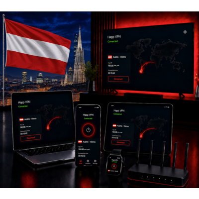 Happ VPN | Австрия 🇦🇹 Статический IP | Защита от DPI | Доступ ИИ | 10 Гбит/с 🚀