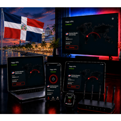 Happ VPN | Доминиканец  🇩🇴 Статический IP | Защита от DPI | Доступ ИИ | 10 Гбит/с