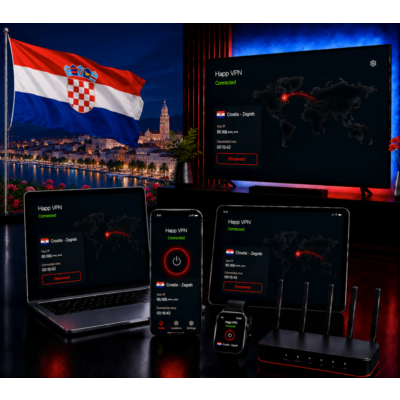 Happ VPN | Хорватия 🇭🇷 Статический IP | Защита от DPI | Доступ ИИ | 10 Гбит/с 🚀
