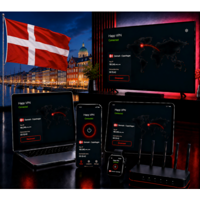 Happ VPN | Дания 🇩🇰 Статический IP | Защита от DPI | Доступ ИИ | 10 Гбит/с 🚀