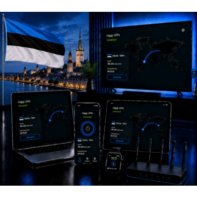 Happ VPN | Эстония 🇪🇪 Статический IP | Защита от DPI | Доступ ИИ | 10 Гбит/с 🚀