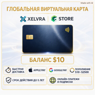 Виртуальная карта 10$ | Мгновенно | Apple Pay / Google Pay | Пополнение | до 5 лет