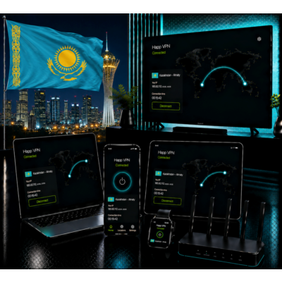 Happ VPN | Казахстан 🇰🇿 Статический IP | Защита от DPI | Доступ ИИ | 10 Гбит/с 🚀
