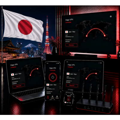 Happ VPN | Япония 🇯🇵 Статический IP | Защита от DPI | Доступ ИИ | 10 Гбит/с 🚀