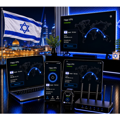Happ VPN | Израиль 🇮🇱 Статический IP | Защита от DPI | Доступ ИИ | 10 Гбит/с 🚀