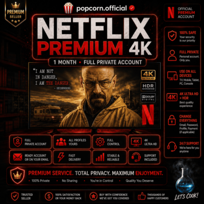 NETFLIX PREMIUM 4K – 1 МЕСЯЦ | ПОЛНОСТЬЮ ЛИЧНЫЙ АККАУНТ | ВСЕ ПРОФИЛИ ВАШИ | ГАРАНТИЯ