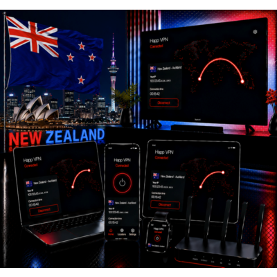 Happ VPN | Новая Зеландия 🇳🇿 Статический IP | Защита от DPI | Доступ ИИ | 10 Гбит/с