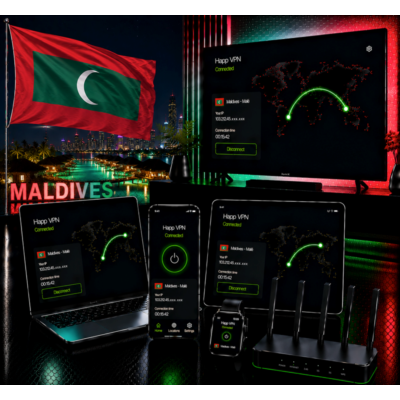 Happ VPN | Мальдивы 🇲🇻 Статический IP | Защита от DPI | Доступ ИИ | 10 Гбит/с 🚀