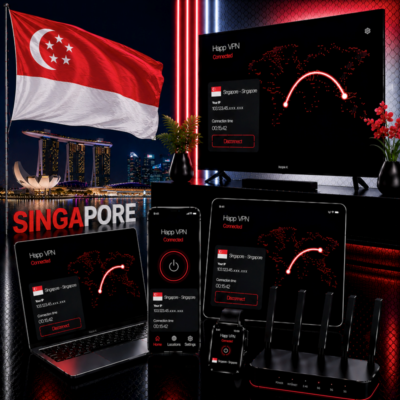 Happ VPN | Сингапур 🇸🇬 Статический IP | Защита от DPI | Доступ ИИ | 10 Гбит/с 🚀