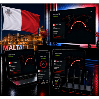 Happ VPN | Мальта 🇲🇹 Статический IP | Защита от DPI | Доступ ИИ | 10 Гбит/с 🚀