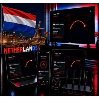 Happ VPN | Нидерланды 🇳🇱 Статический IP | Защита от DPI | Доступ ИИ | 10 Гбит/с 🚀