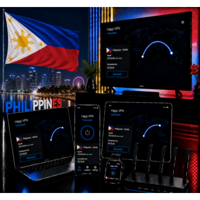 Happ VPN | Филиппины 🇵🇭 Статический IP | Защита от DPI | Доступ ИИ | 10 Гбит/с 🚀