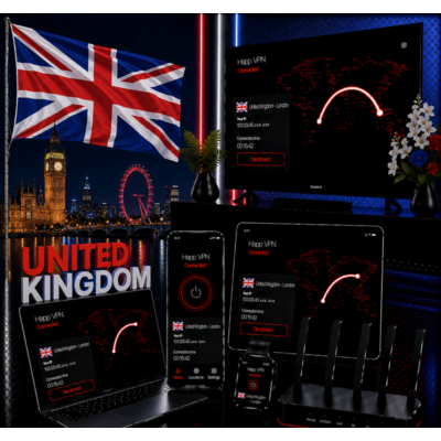 Happ VPN | Великобритания 🇬🇧 Статический IP | Защита от DPI Доступ ИИ 10 Гбит/с 🚀