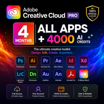 Adobe Creative Cloud PRO | 4 месяца | Все приложения + 4000 AI-кредитов