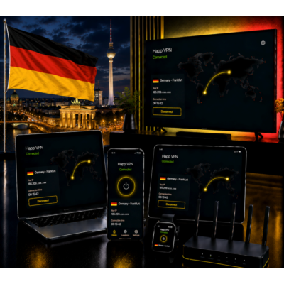 Happ VPN | Германия 🇩🇪 Статический IP | Защита от DPI | Доступ ИИ | 10 Гбит/с 🚀