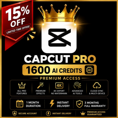📽️CapCut Pro Premium + 1600 кредитов ИИ | 1 месяц | Готовый к использованию аккаунт