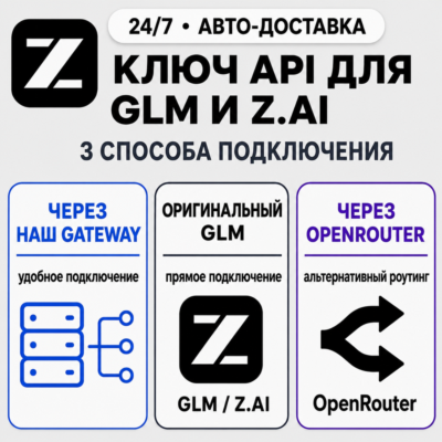 [24/7] API-ключ GLM | Работает везде (в т. ч. в РФ) | Все модели | Z.AI