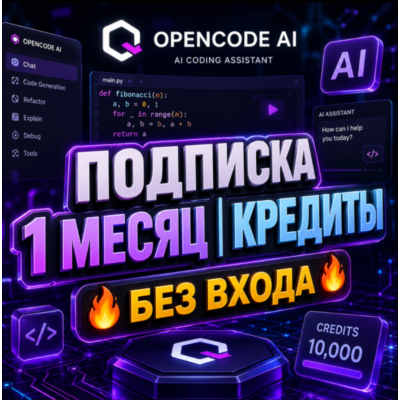 Opencode AI | Подписка (1 месяц) | пополнение кредитов  [БЕЗ ВХОДА]