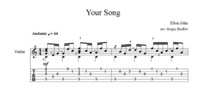 Your Song (Elton John) ноты для гитары