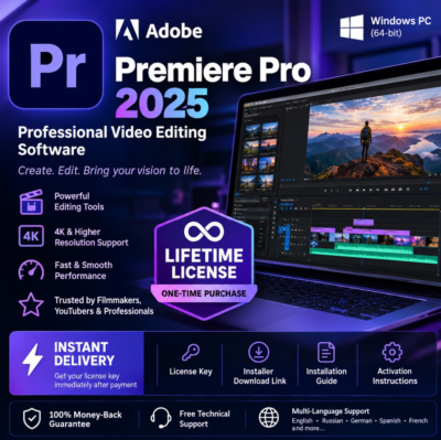 Adobe Premiere Pro 2025 | Профессиональный видеомонтаж | Пожизненная лицензия | Windo