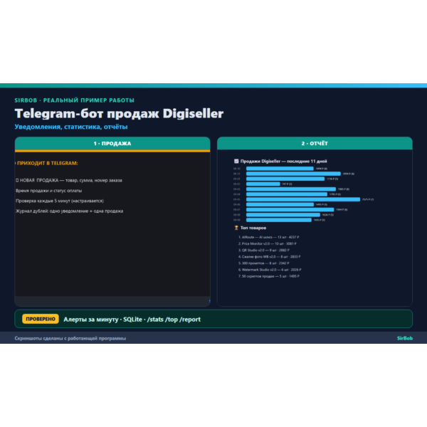 Telegram-бот: уведомления о продажах Digiseller v2.0 (Python, исходник)