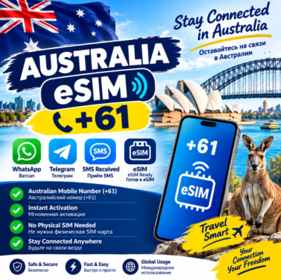 Вечная Иностранная eSIM с номером (+61)🇦🇺 Шри Ланка 🇦🇺 для СМС и регистрации в РФ