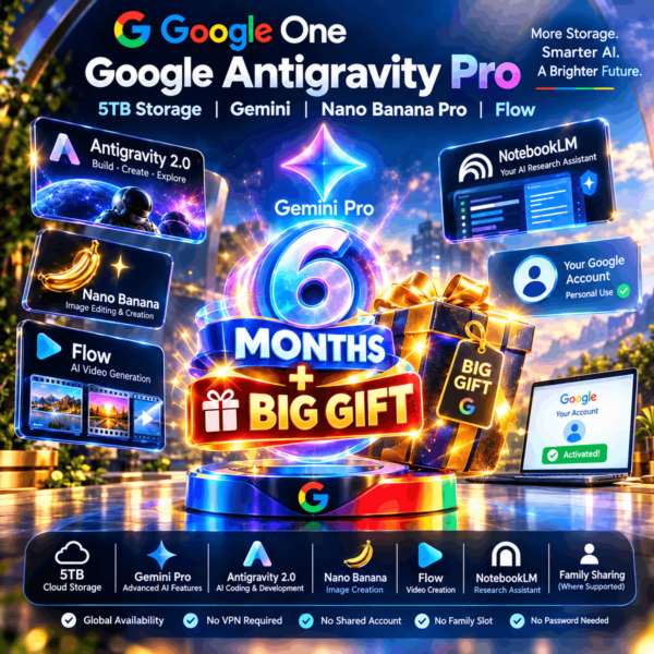 Google Antigravity Pro 6 Месяцев + Большой Подарок | Gemini | 5TB | Nano Banana