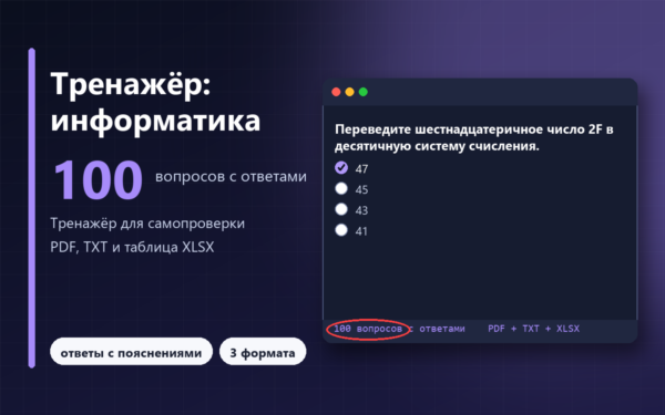 Информатика и ИКТ: 100 вопросов с ответами и пояснениями (тренажёр для самопроверки)