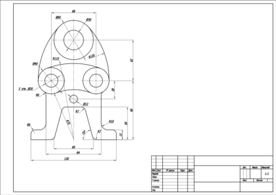 Станина - чертеж контура детали по теме "Сопряжения" в программе AutoCAD. Вариант 14
