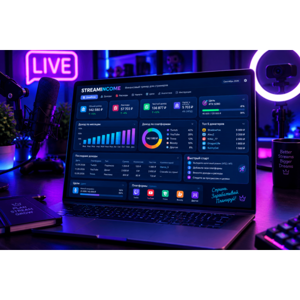 STREAMINCOME — финансовый трекер для стримеров (Excel + Google Sheets)
