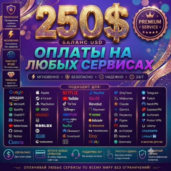 Карта США с балансом $350 Премиум-доступ: TikTok, Fiverr, Google