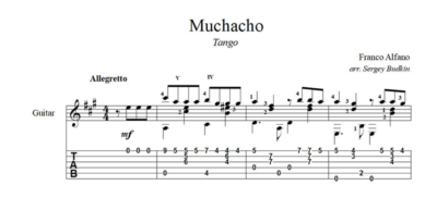 Muchacho (Франко Альфано) ноты для гитары