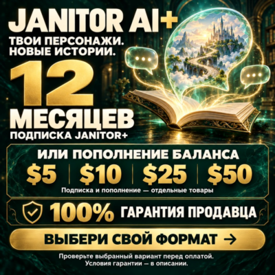 JANITOR AI+ НА 12 МЕСЯЦЕВ И ПОПОЛНЕНИЕ БАЛАНСА | 100% ГАРАНТИЯ [БЕЗ ВХОДА В АККАУНТ]