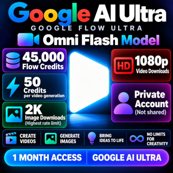 Google Flow Ultra Omni Flash | 45 000 кредитов | Личный аккаунт на 1 мес. | VEO3