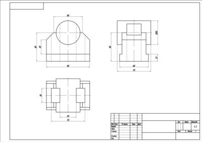Чертеж детали в трех видах по наглядному изображению в AutoCAD, вариант 15