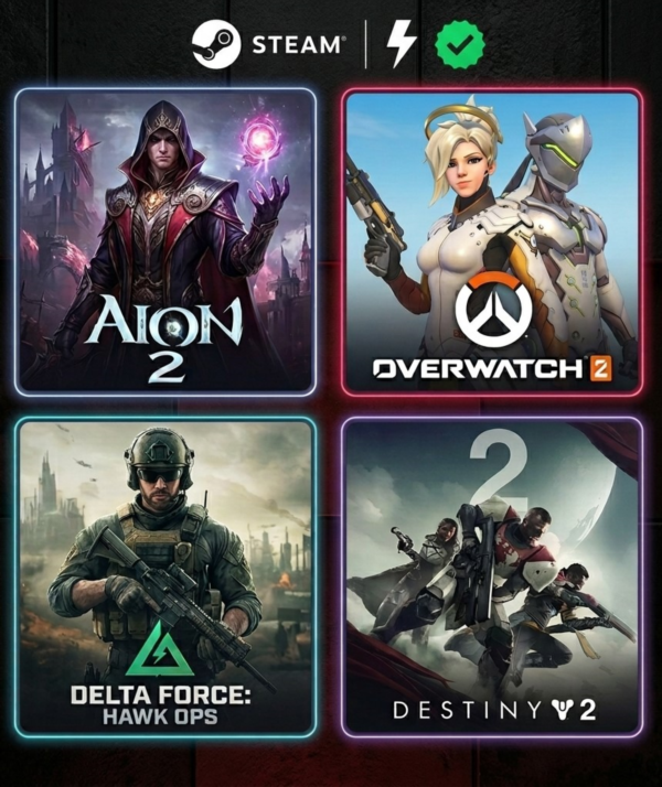 ⚡【 STEAM 】НОВЫЙ АККАУНТ: AION 2 + Overwatch + Delta Force + Destiny 2 (+ БОНУСНЫЕ ИГР