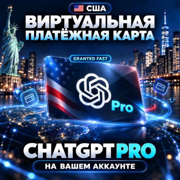 🇺🇸 USA Виртуальная платёжная карта для оплаты ChatGPT Pro | На вашем аккаунте