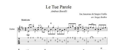 Le Tue Parole (Андреа Бочелли) ноты для гитары