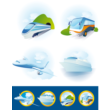 Vector icons and buttons on the theme of travel